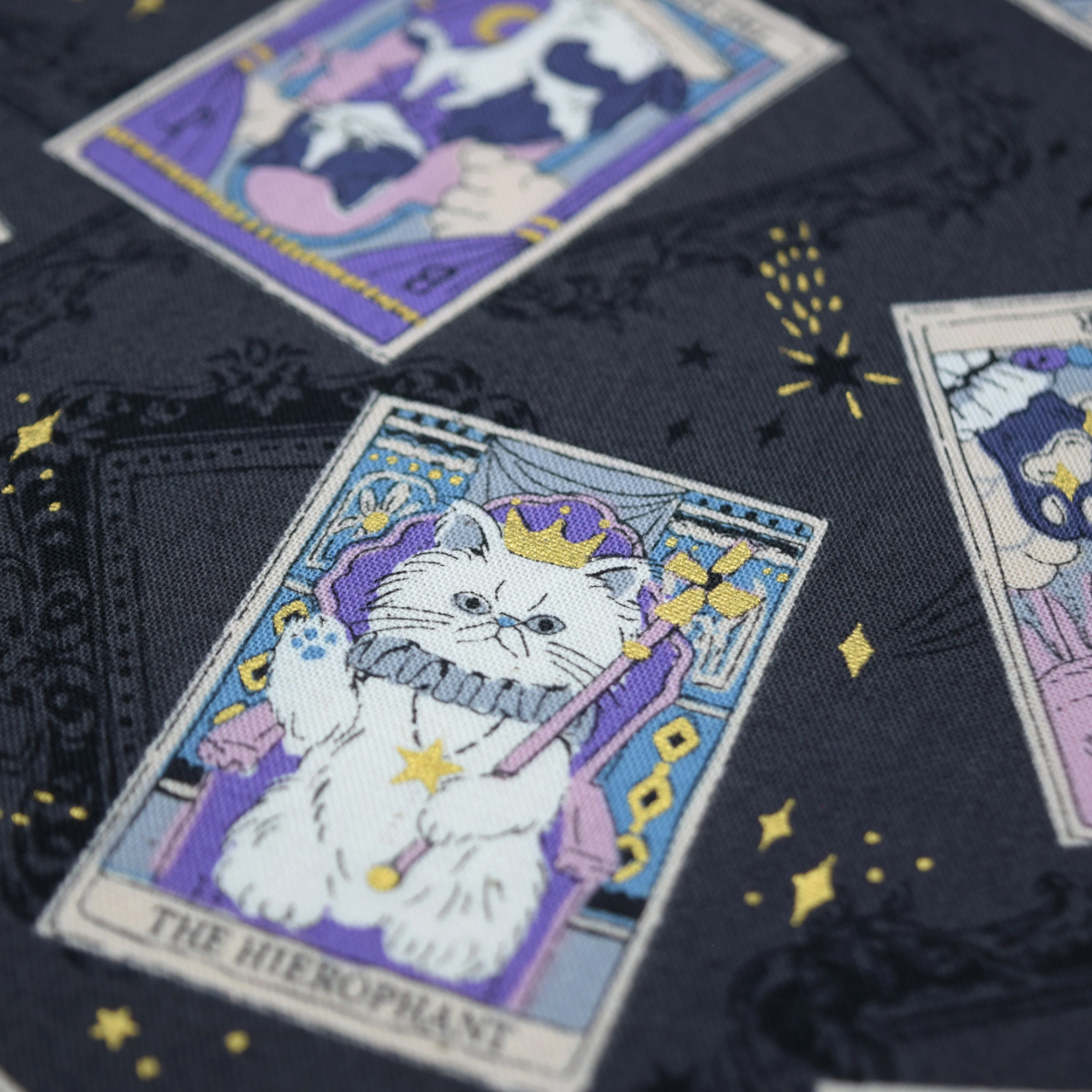 Kokka Japanese Import Fabric Tarot Cats YA-91050-1E Black
