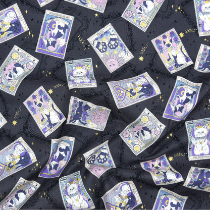 Kokka Japanese Import Fabric Tarot Cats YA-91050-1E Black