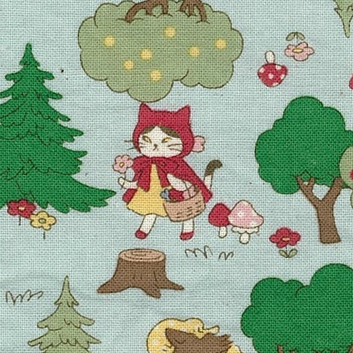 Kokka Japanese Import Fabrics Funny Cats Little Red Riding Hood YKA-36020-1C