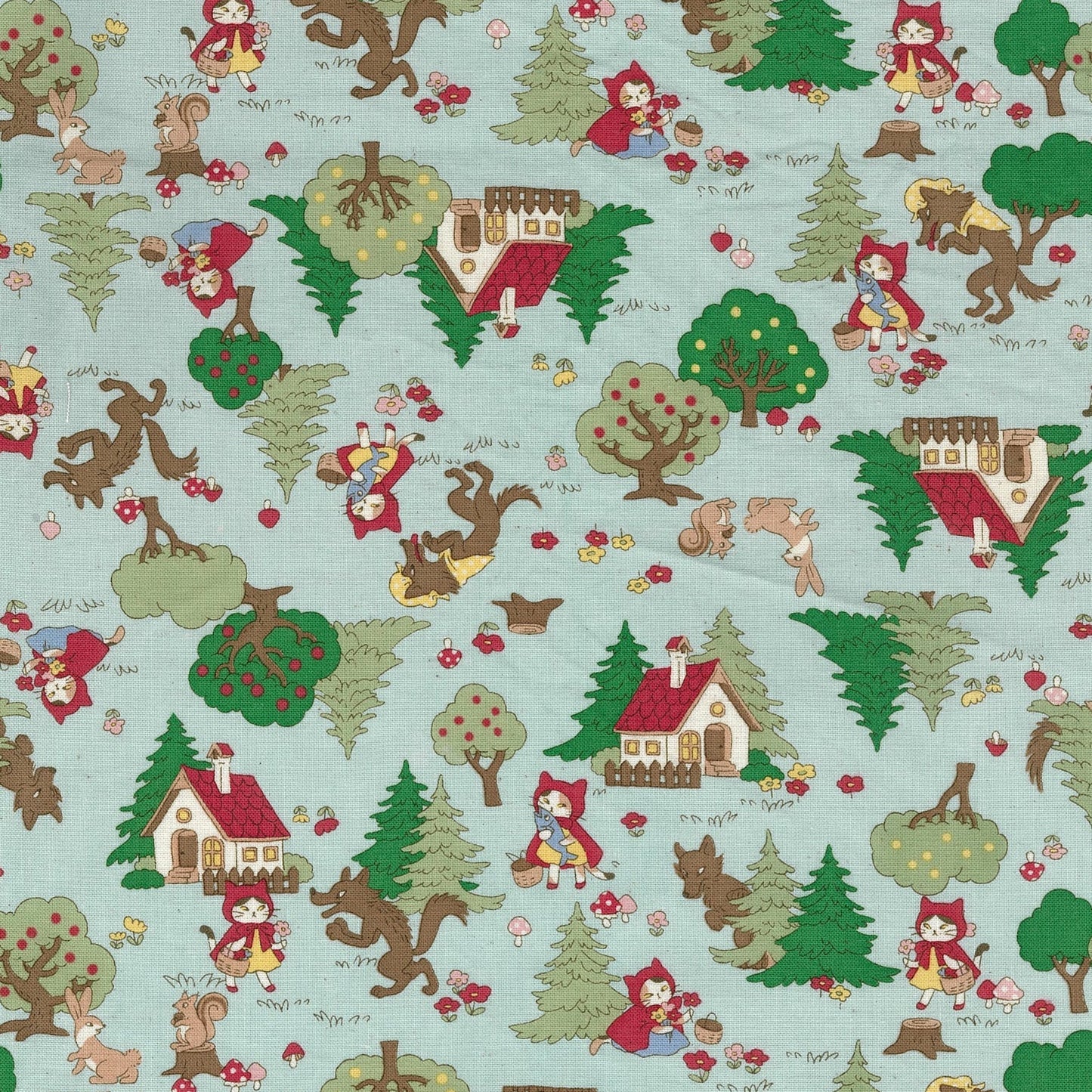Kokka Japanese Import Fabrics Funny Cats Little Red Riding Hood YKA-36020-1C