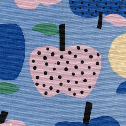 Kokka Japanese Import Fabrics Nordic Girl Apples Blue Oxford YKA-39010-1B