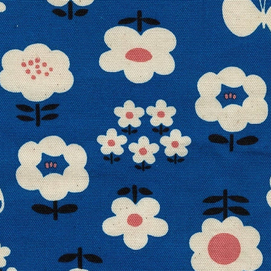 Kokka Japanese Import Fabrics Nordic Girl Floral Blue Oxford YKA-39010-2E