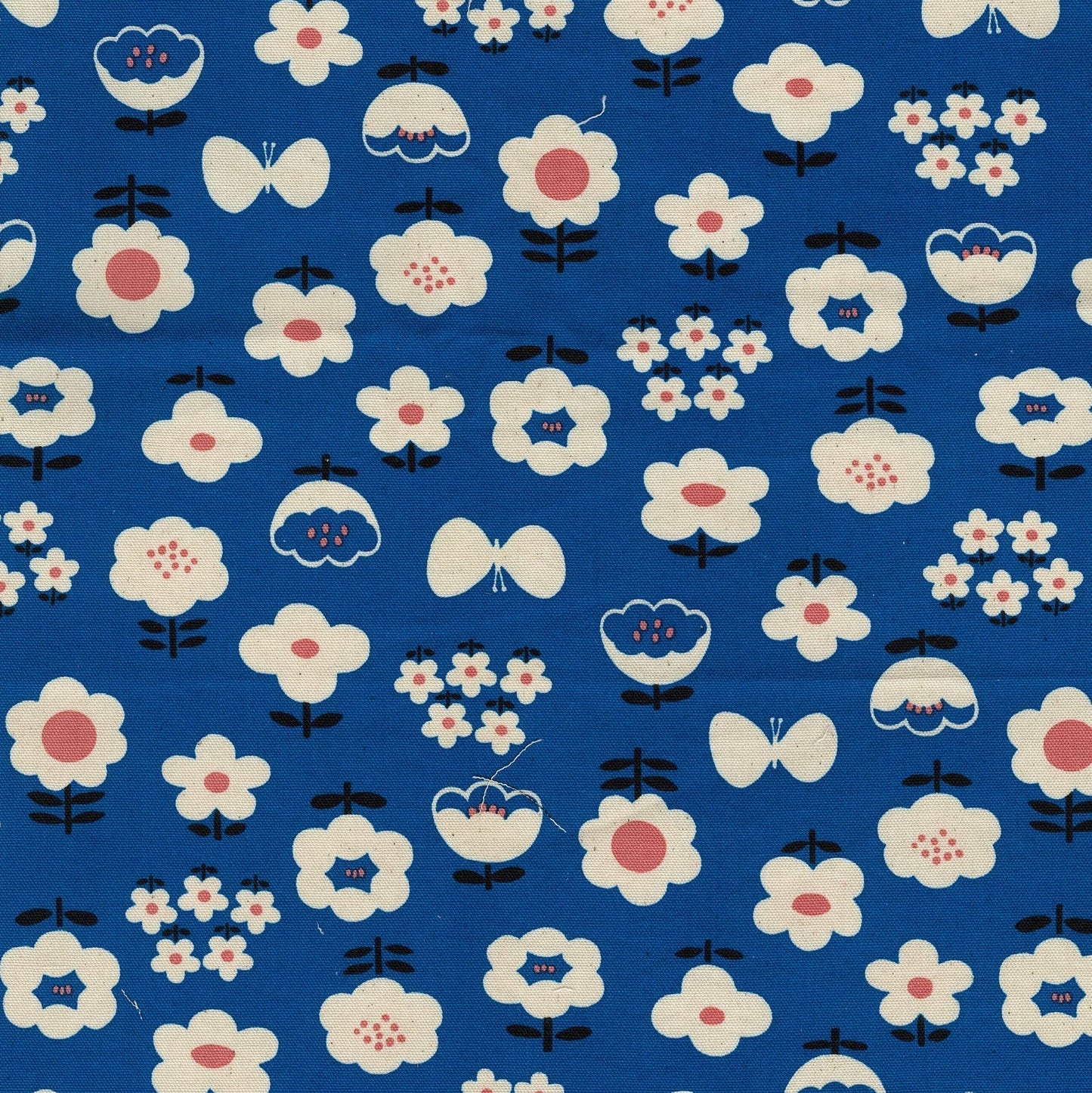 Kokka Japanese Import Fabrics Nordic Girl Floral Blue Oxford YKA-39010-2E