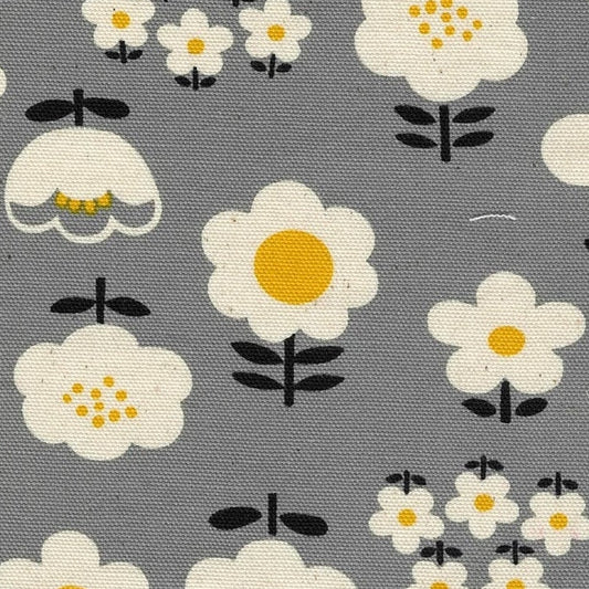 Kokka Japanese Import Fabrics Nordic Girl Floral Gray Oxford YKA-39010-2D
