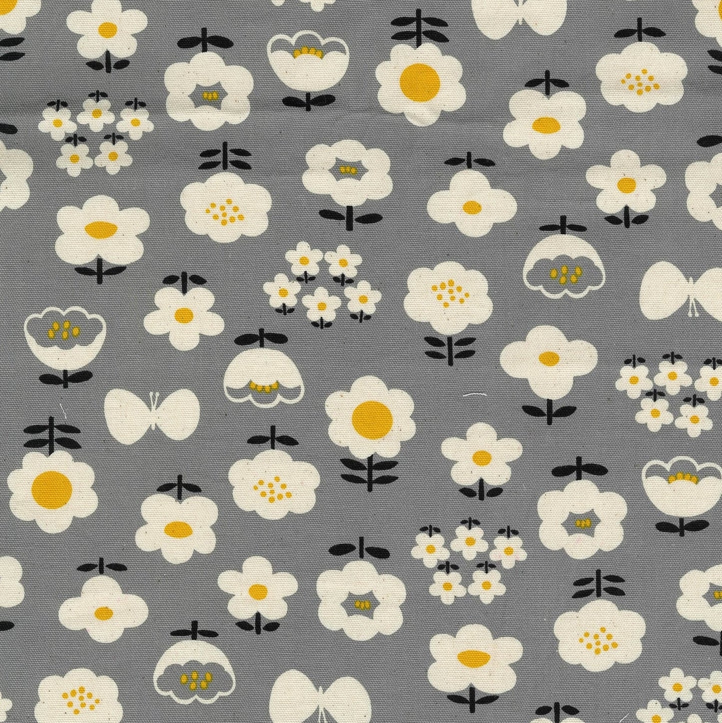 Kokka Japanese Import Fabrics Nordic Girl Floral Gray Oxford YKA-39010-2D