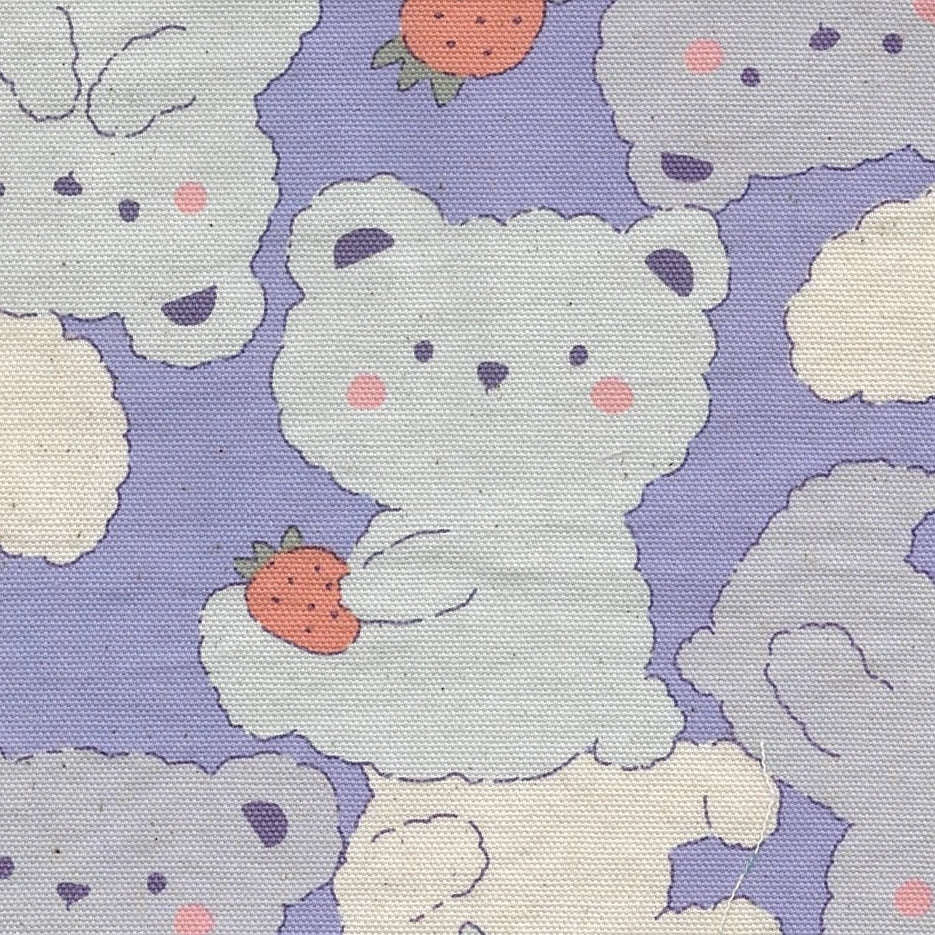 Kokka Japanese Import Fabrics Pastel Bonbon Bears Blue Oxford YKA-39030-1C