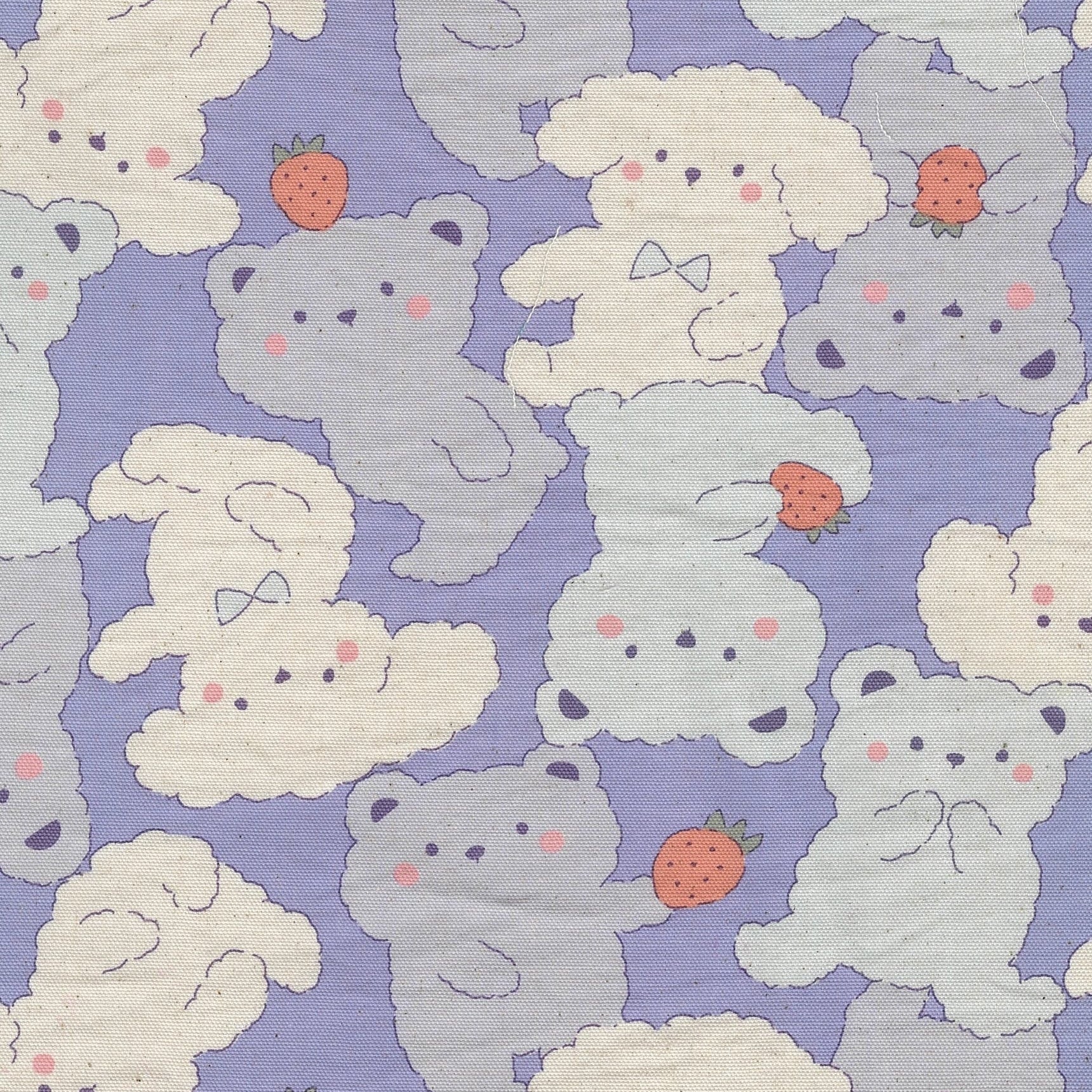 Kokka Japanese Import Fabrics Pastel Bonbon Bears Blue Oxford YKA-39030-1C