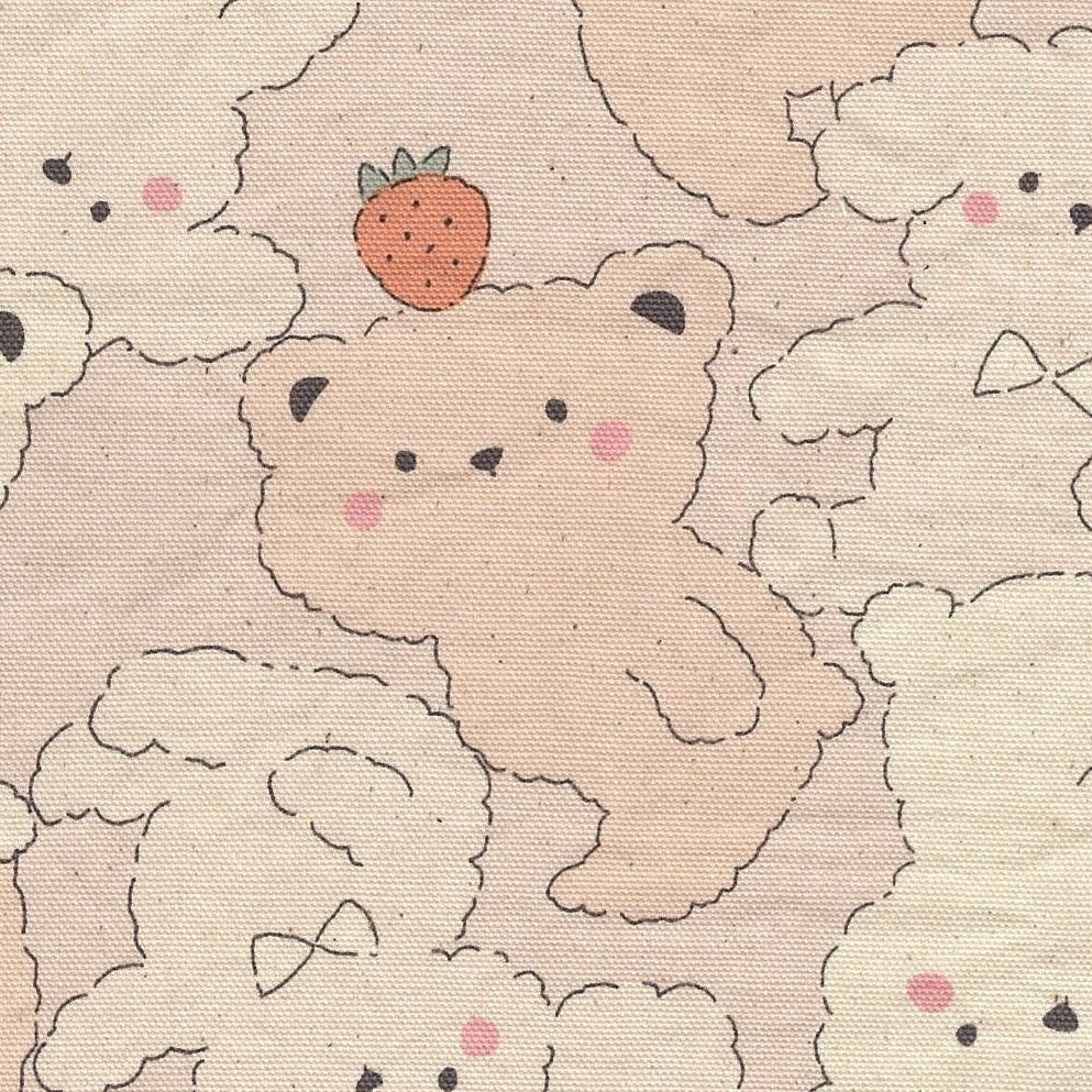 Kokka Japanese Import Fabrics Pastel Bonbon Bears Light Pink Oxford YKA-39030-1A