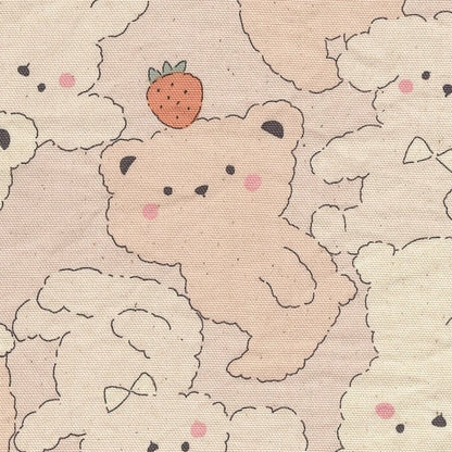 Kokka Japanese Import Fabrics Pastel Bonbon Bears Light Pink Oxford YKA-39030-1A