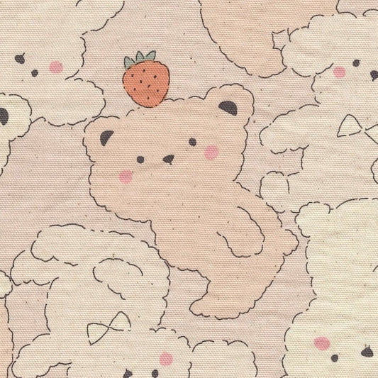 Kokka Japanese Import Fabrics Pastel Bonbon Bears Light Pink Oxford YKA-39030-1A