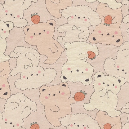 Kokka Japanese Import Fabrics Pastel Bonbon Bears Light Pink Oxford YKA-39030-1A