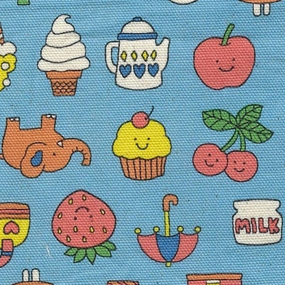 Kokka Japanese Import Fabrics Retro School Blue Oxford YKA-39000-2B