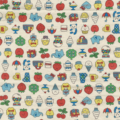 Kokka Japanese Import Fabrics Retro School Ivory Oxford YKA-39000-2A