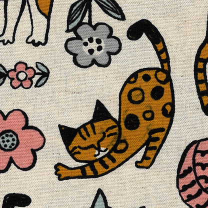 Kokka Japanese Import Fabrics Scandinavian Style Cats Canvas Ivory YGA-89070-1A