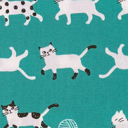 Kokka Japanese Import Fabrics Simply Palette Cats Emerald Green Oxford YPA-69010-1D