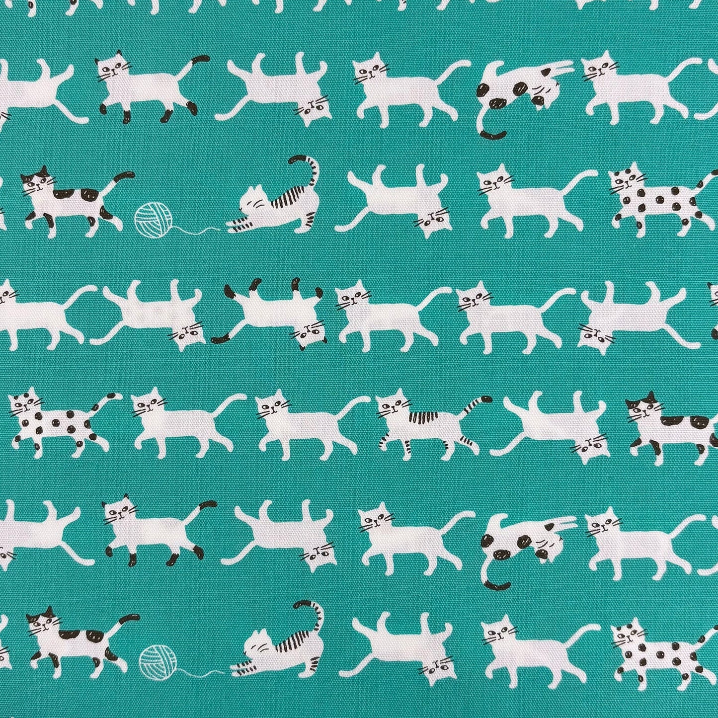 Kokka Japanese Import Fabrics Simply Palette Cats Emerald Green Oxford YPA-69010-1D