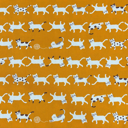 Kokka Japanese Import Fabrics Simply Palette Cats Golden Oxford YPA-69010-1C