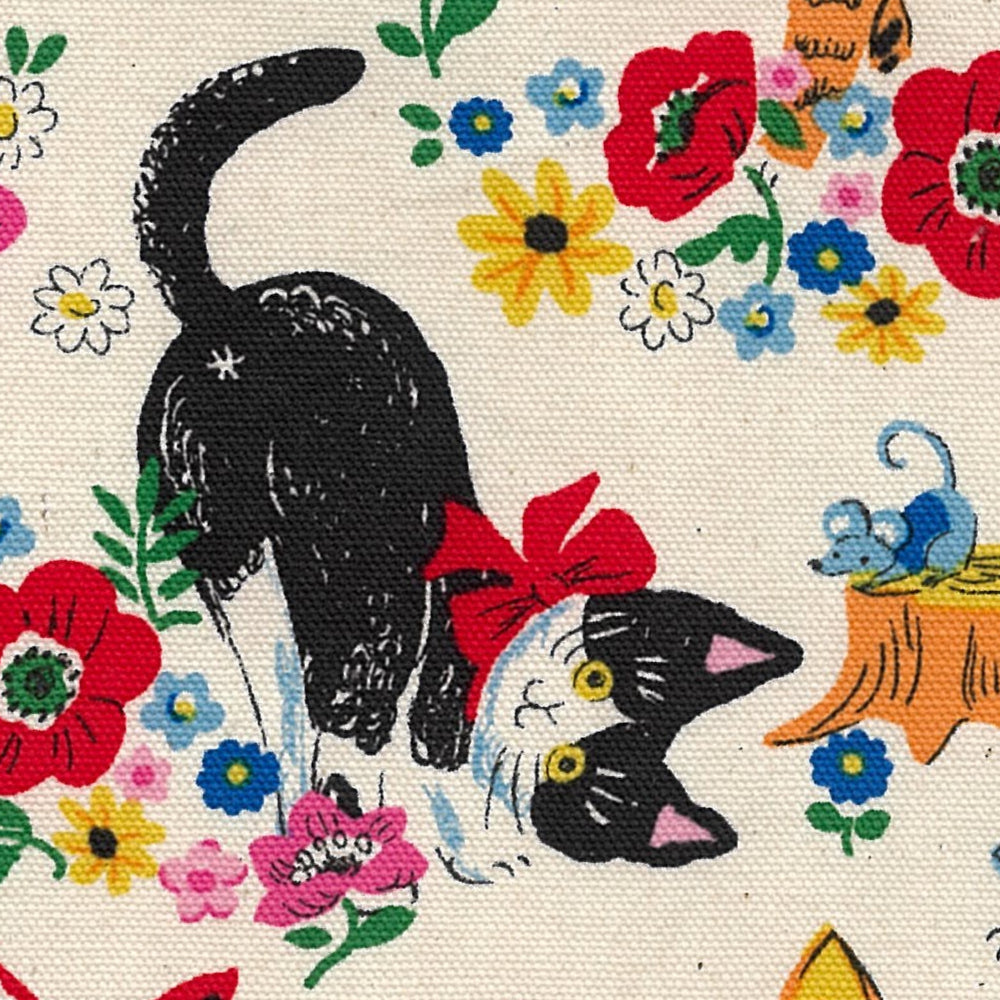 Kokka Powerful Animal Cats Garden Ivory Japanese Import YG-81050_1_A-1