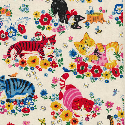 Kokka Powerful Animal Cats Garden Ivory Japanese Import YG-81050_1_A-1