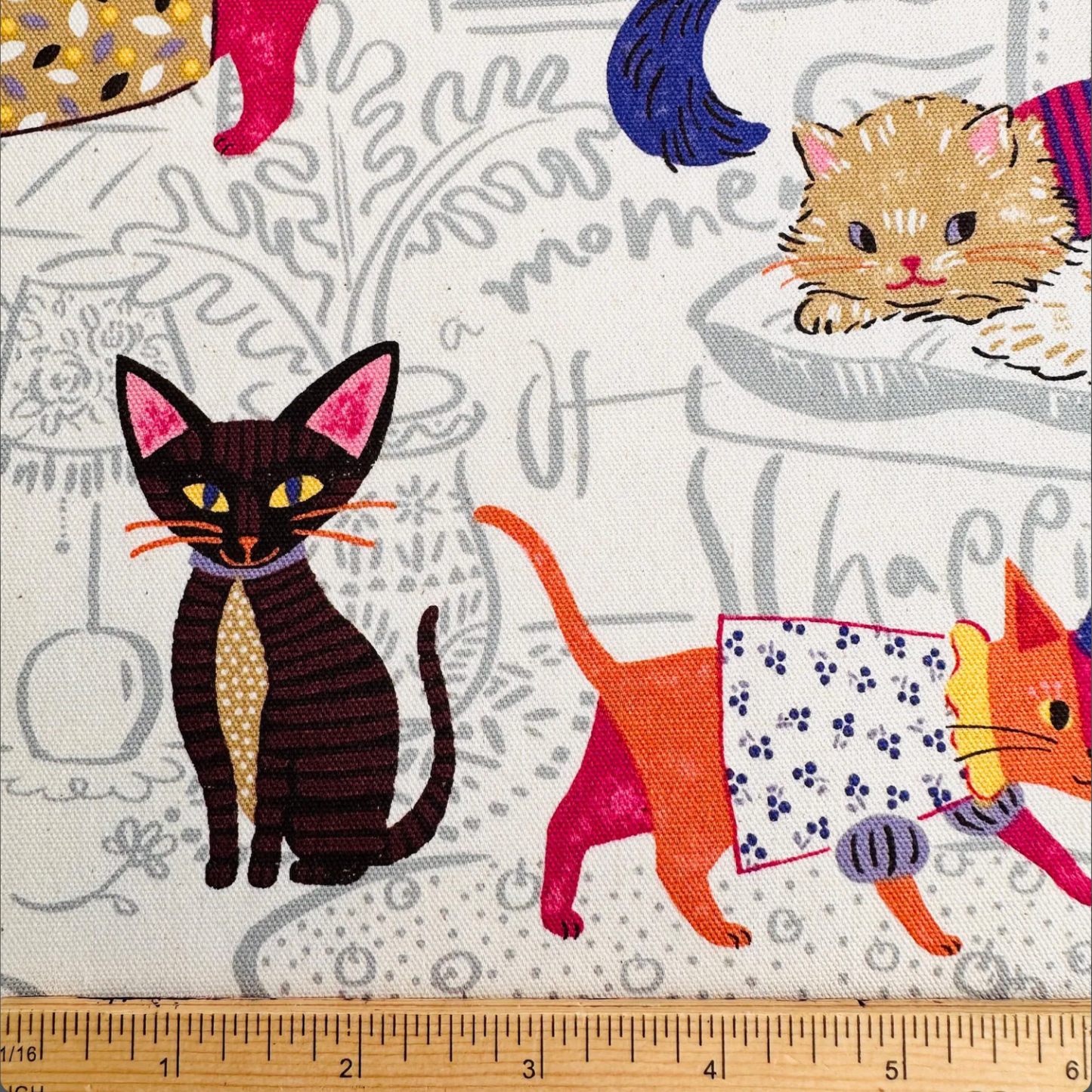 Kokka Powerful Animal Cats Oxford YGA-71000-1 Ivory