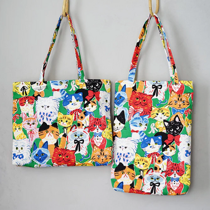 Kokka Powerful Retro Cats Animal Green