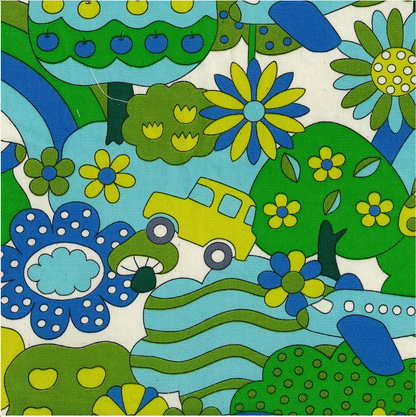 Kokka Retro School Rainbow Forest Oxford YKA-29040-1 Blue