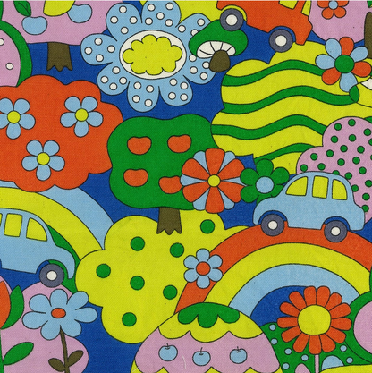 Kokka Retro School Rainbow Forest Oxford YKA-29040-1 Rainbow