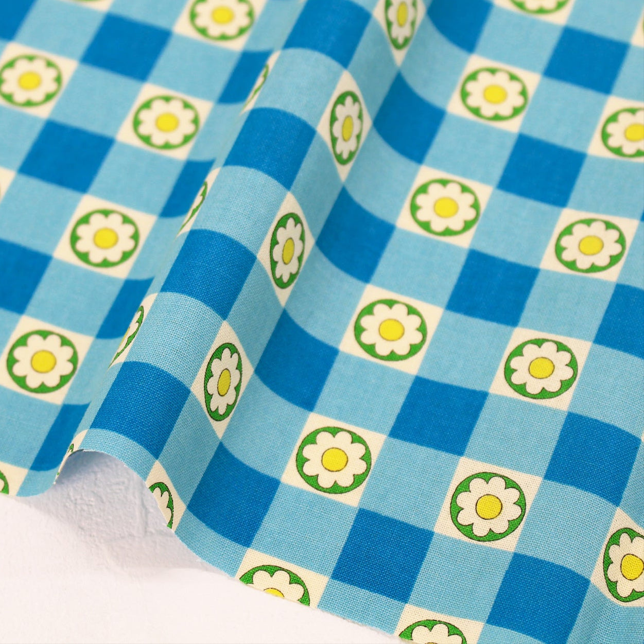 Koko Seki 70s Design Flower Days Gingham Blue Japanese Import CHU055R