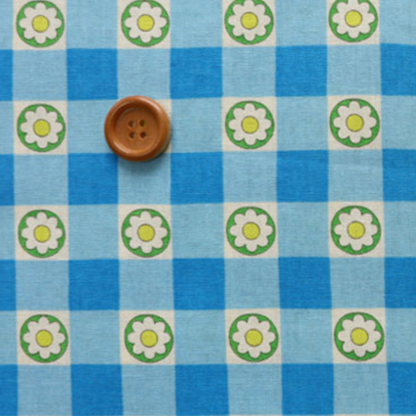 Koko Seki 70s Design Flower Days Gingham Blue Japanese Import CHU055R