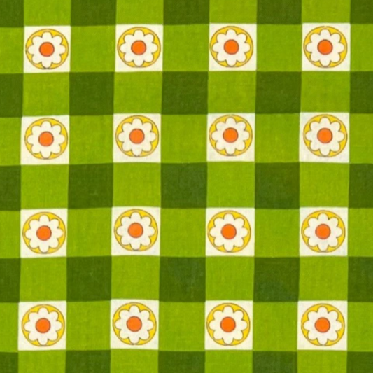 Koko Seki 70s Design Flower Days Gingham Green Japanese Import CHU055R