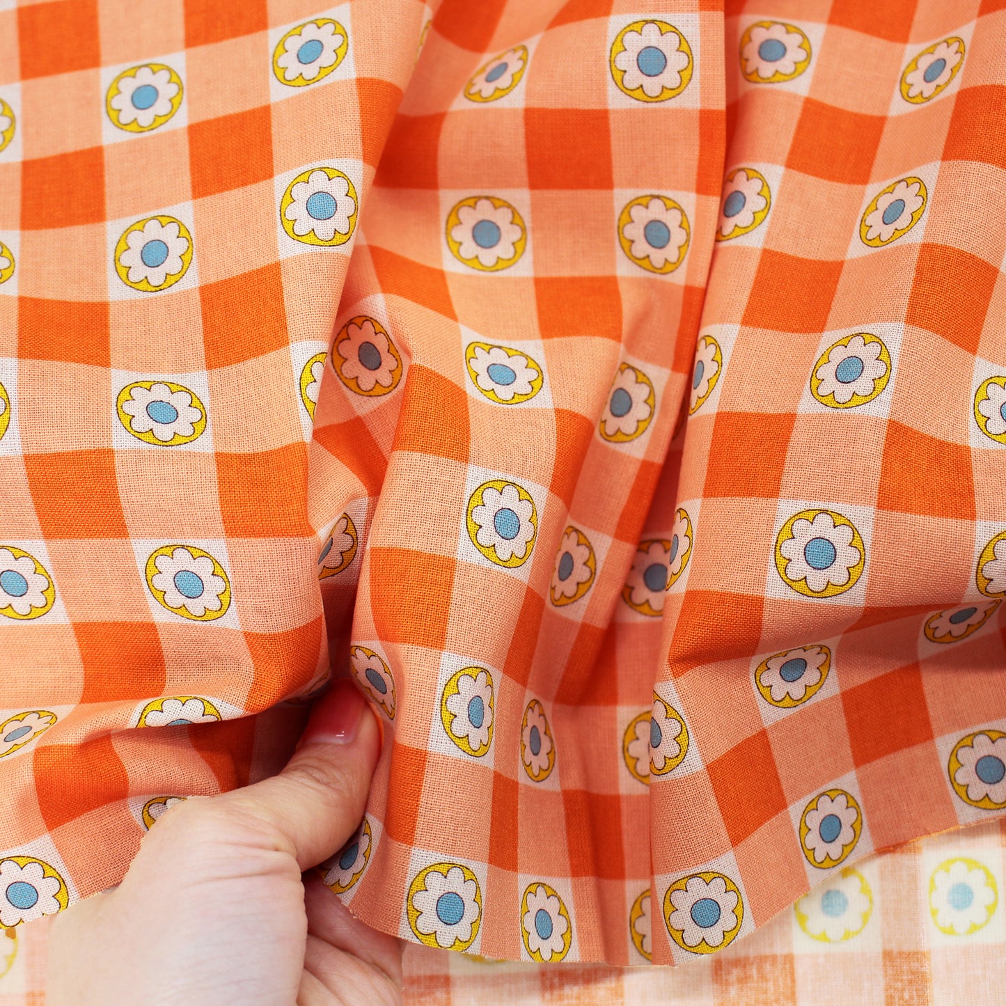 Koko Seki 70s Design Flower Days Gingham Orange Japanese Import CHU055R