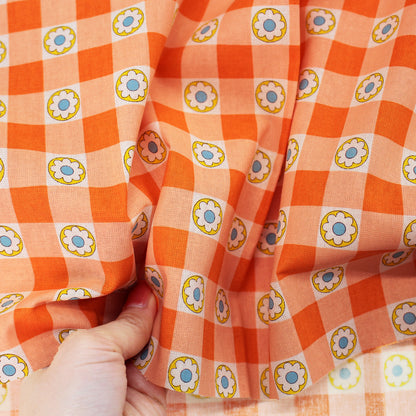 Koko Seki 70s Design Flower Days Gingham Orange Japanese Import CHU055R