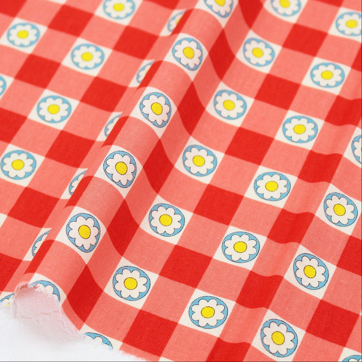 Koko Seki 70s Design Flower Days Gingham Red Japanese Import CHU055R