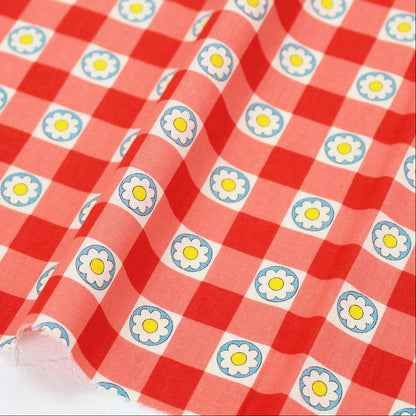 Koko Seki 70s Design Flower Days Gingham Red Japanese Import CHU055R