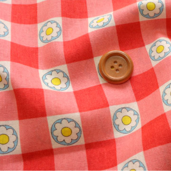 Koko Seki 70s Design Flower Days Gingham Red Japanese Import CHU055R