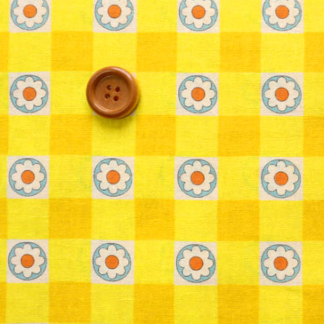 Koko Seki 70s Design Flower Days Gingham Yellow Japanese Import CHU055R