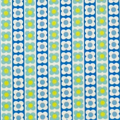 Koko Seki 70s Design Flower Days Stripes Blue Japanese Import 