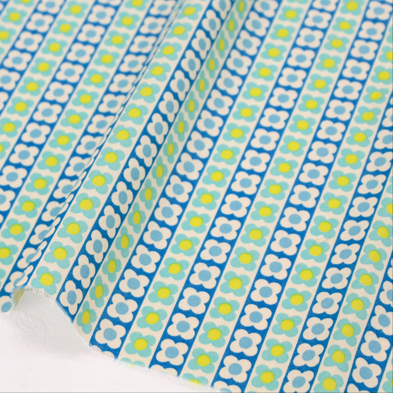 Koko Seki 70s Design Flower Days Stripes CHU055R-2DBlue Japanese Import 