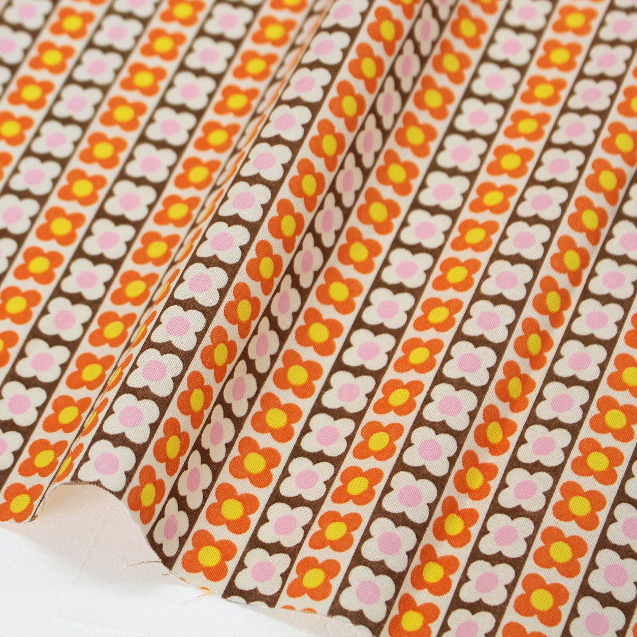 Koko Seki 70s Design Flower Days Stripes Orange CHU055R-2C Japanese Import 