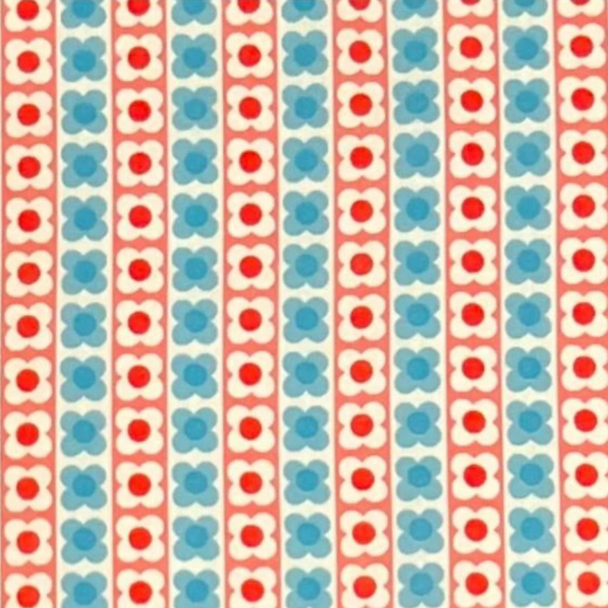 Koko Seki 70s Design Flower Days Stripes Red Japanese Import 
