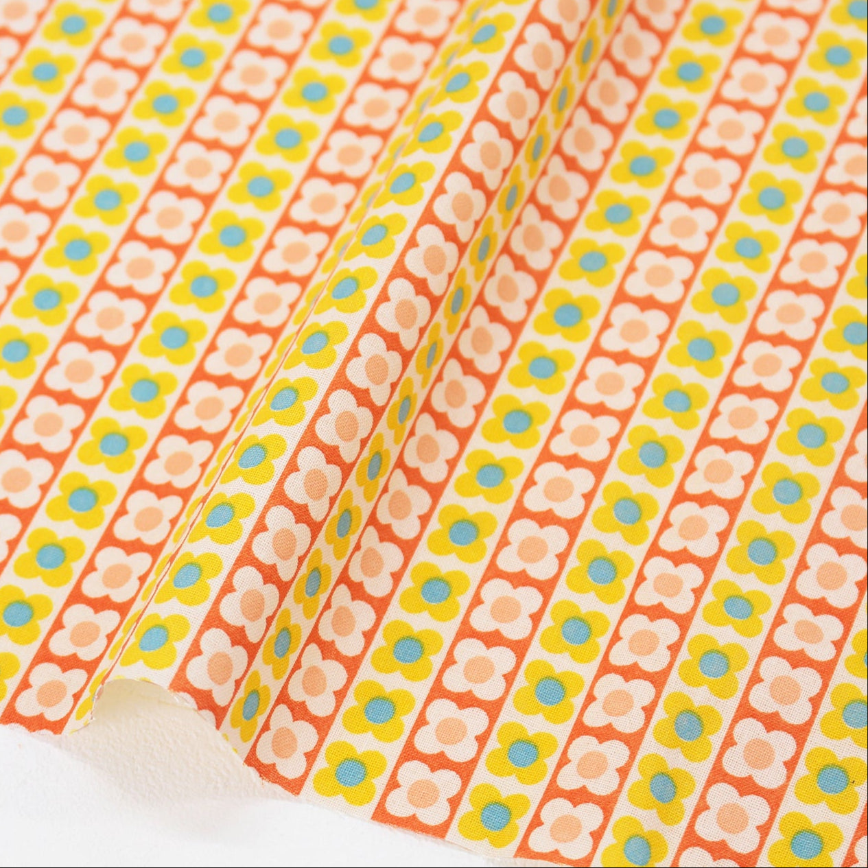 Koko Seki 70s Design Flower Days Stripes Yellow CHU055R-2B Japanese Import 