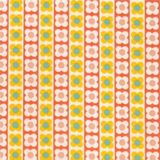 Koko Seki 70s Design Flower Days Stripes Yellow CHU055R-2B Japanese Import 