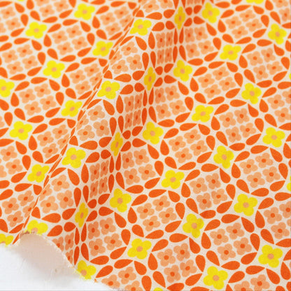 Koko Seki 70s Design Flower Power Japanese Import Flower Circle Orange CHU055R