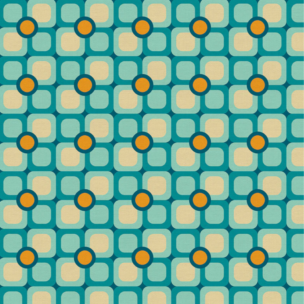 Leanne Friedberg Paintbrush Studio Fabrics Retro Geos Flower Blocks Teal 12024077