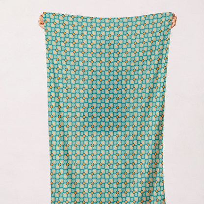 Leanne Friedberg Paintbrush Studio Fabrics Retro Geos Flower Blocks Teal 12024077