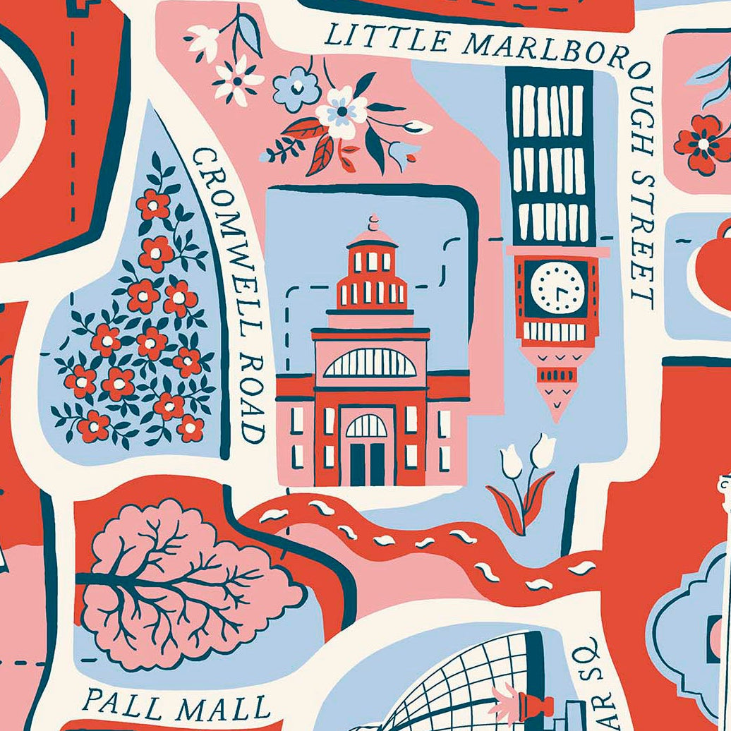 Liberty Fabrics London Bouquet Charming City Red 01667421B2