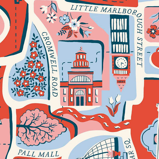 Liberty Fabrics London Bouquet Charming City Red 01667421B2