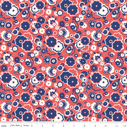 Liberty Fabrics The Carnaby Collection Cosmos Cloud Red 04775945B