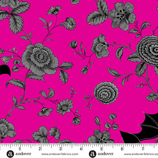 Libs Elliott Andover Fabrics Phantasm Night Garden A-1517-E Scream