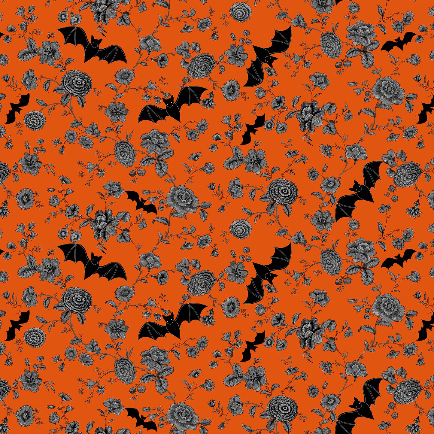 Libs Elliott Andover Fabrics Phantasm Night Garden A-1517-O Flame